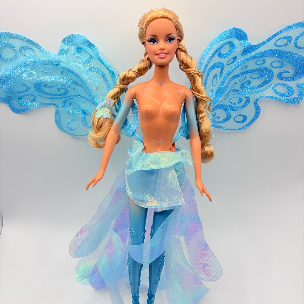 Mattel Barbie Mariposa Blue Butterfly Fairy Doll Wings Iridescent Fantasy Toy